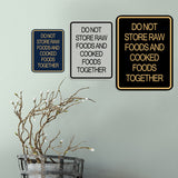 Signs ByLITA Portrait Round Hygiene Safety: Do Not Store Raw Foods and Cooked Foods Together Door or Wall Sign Durable ABS Plastic | Laser Engraved | Easy Installation | Kitchen | Hygiene