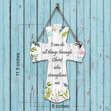 I can do all things through Christ who strengthens me Cross Hanging Sign | Rustic Twine | Inspiring Religious Bible Decor