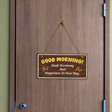 Good Morning! Seek Harmony And Happiness In Your Day. 5x10 Hanging Plus Wall or Door Sign | Religious Home Decor