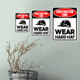 Portrait Round Plus Construction Zone Wear Hard Hat Wall or Door Sign | Health And Safety Signage