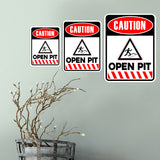 Portrait Round Plus Caution Open Pit Wall or Door Sign | Health And Safety Signage