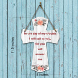 In the day of my trouble I will call to you, for you will answer me Cross Hanging Sign | Rustic Twine | Inspiring Religious Bible Decor
