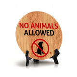 No Animals Allowed Circle Table Sign with Acrylic Stand (5x5") | Public Spaces Signage