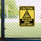 Portrait Round Plus Caution Blasting Area Keep Away Wall or Door Sign | Health And Safety Signage