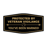 Signs ByLITA Fancy Protected by Veteran Vigilance: You've Been Warned! Easy Installation | Honor Veterans with Military Signs | US Pride | Businesses and Homes Wall or Door Sign