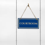 Courtroom 5" x 10" Hanging Wall or Door Sign | Legal and Court House Rustic Twine Signage