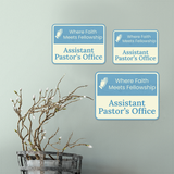 Classic Framed Plus Where Faith Meets Fellowship – Assistant Pastor’s Office Door or Wall Sign | Church and Place of Worship Signs
