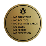 Signs ByLITA Circle No Soliciting No Politics No Business Cards No Sales No Flyers No Exception Wall or Door Sign