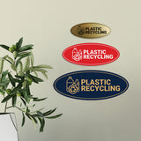 Signs ByLITA Oval Plastic recycling Sign - Laser-Engraved Lettering | Durable ABS Plastic | Vibrant Colors | Powerful Foam Tape