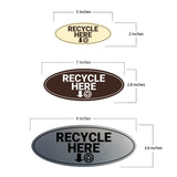 Signs ByLITA Oval Recycle here Sign - Laser-Engraved Lettering | Durable ABS Plastic | Vibrant Colors | Powerful Foam Tape