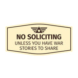 Signs ByLITA Fancy No Soliciting, Unless You Have War Stories to Share Easy Installation | Honor Veterans with Military Signs | US Pride | Businesses and Homes Wall or Door Sign
