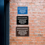 Signs ByLITA Classic Framed Guests Please Note: We accept no liability for injuries or property damage incurred during your stay Door or Wall Sign Easy Installation | Warning Health & Safety | Office & Venues