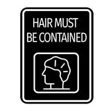 Signs ByLITA Portrait Round Hair Must Be Contained Door or Wall Sign Durable ABS Plastic | Laser Engraved | Easy Installation | Kitchen | Hygiene