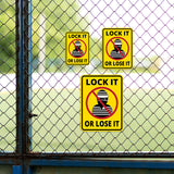 Portrait Round Plus Lock It Or Lose It Wall or Door Sign | Health And Safety Office Signage