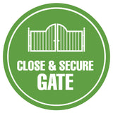 Circle Plus Close & Secure Gate Wall or Door Sign | Easy Installation | Business & Studio Signage