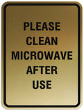 Signs ByLITA Portrait Round Please clean microwave after use Sign - Laser-Engraved Lettering | Durable ABS Plastic | Vibrant Colors | Powerful Foam Tape