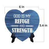 Signs ByLITA Heart God is my refuge and strength, Wood Color, Table Sign (6"x5")