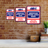 Portrait Round Plus American Pride Lives Here: Home of Proud Patriots Door or Wall Sign | Easy Installation | Patriotic Stars and Stripes USA Pride Sign