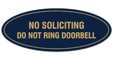Signs ByLITA Oval No Soliciting Do Not Ring Doorbell Sign - Laser-Engraved Lettering | Durable ABS Plastic | Vibrant Colors | Powerful Foam Tape