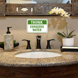 Classic Framed Plus Think Conserve Water Door or Wall Sign | Public Eco-Friendly Signage