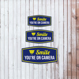 Fancy Plus Smile You're On Camera Wall or Door Sign| Home and Business Security Signage