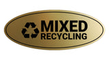 Signs ByLITA Oval Mixed recycling Sign - Laser-Engraved Lettering | Durable ABS Plastic | Vibrant Colors | Powerful Foam Tape