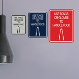 Signs ByLITA Portrait Round Use Tongs or Gloves To Handle Food Door or Wall Sign Durable ABS Plastic | Laser Engraved | Easy Installation | Kitchen | Hygiene