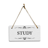 Study 5x10 Hanging Plus Wall or Door Sign | Rustic Twine | Range of Vibrant Decor Styles | Room Signs For Home and Business