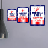 Portrait Round Plus American Pride: United We Stand Door or Wall Sign | Easy Installation | Patriotic Stars and Stripes USA Pride Sign