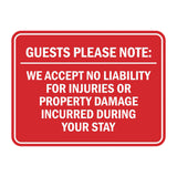 Signs ByLITA Classic Framed Guests Please Note: We accept no liability for injuries or property damage incurred during your stay Door or Wall Sign Easy Installation | Warning Health & Safety | Office & Venues