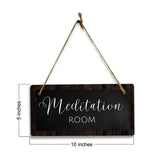 Meditation Room 5x10 Hanging Plus Wall or Door Sign | Rustic Twine | Range of Vibrant Decor Styles | Room Signs For Home and Business