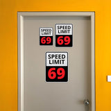 Portrait Round Plus Speed Limit 69 Wall or Door Sign | Funny Naughty Decor