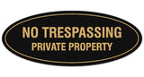 Signs ByLITA Oval No Trespassing Private Property Sign - Laser-Engraved Lettering | Durable ABS Plastic | Vibrant Colors | Powerful Foam Tape
