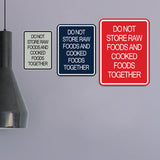 Signs ByLITA Portrait Round Hygiene Safety: Do Not Store Raw Foods and Cooked Foods Together Door or Wall Sign Durable ABS Plastic | Laser Engraved | Easy Installation | Kitchen | Hygiene