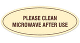 Signs ByLITA Oval Please Clean Microwave After Use Sign - Laser-Engraved Lettering | Durable ABS Plastic | Vibrant Colors | Powerful Foam Tape