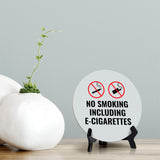 No Smoking Including E-Cigarettes Circle Table Sign with Acrylic Stand (5x5") | Home & Office Decor