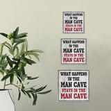 Square Plus What Happens In The Man Cave Stays In The Man Cave Wall or Door Sign | Easy Installation | Funny Home Decor for Garage Bar Workshops