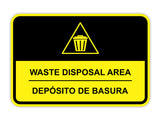 Classic Framed Plus Waste Disposal Area Wall or Door Sign | Bilingual Spanish and English Workplace Safety Signage