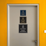 Signs ByLITA Square Eco Point Wall or Door Sign | Spanish Bilingual Business And Office Signs