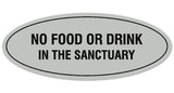 Signs ByLITA Oval NO FOOD OR DRINK IN THE SANCTUARY Sign - Laser-Engraved Lettering | Durable ABS Plastic | Vibrant Colors | Powerful Foam Tape