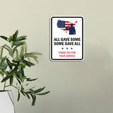 Portrait Round Plus All Gave Some Some Gave All Thank You For Your Service Door or Wall Sign Honor Veterans with Military Signs | US Pride | Veteran Gratitude and Discount Signs