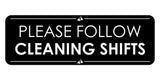 Signs ByLITA Standard Please Follow Cleaning Shifts Door or Wall Sign Easy Installation | Shared Accommodation | Sign for Home, Business, AirBNB and Office Spaces