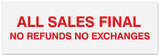 Signs ByLITA Basic All Sales Final No Refunds No Exchanges Sign - Laser-Engraved Lettering | Durable ABS Plastic | Vibrant Colors | Powerful Foam Tape