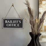 Bailiff's Office 5" x 10" Hanging Wall or Door Sign | Legal and Court House Rustic Twine Signage
