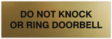 Signs ByLITA Basic Do not knock or ring doorbell Sign - Laser-Engraved Lettering | Durable ABS Plastic | Vibrant Colors | Powerful Foam Tape