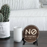 No Re-Entry Circle Table Sign with Acrylic Stand (5x5") | Patron Guest Comfort and Safety Sign