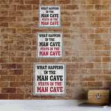 Square Plus What Happens In The Man Cave Stays In The Man Cave Wall or Door Sign | Easy Installation | Funny Home Decor for Garage Bar Workshops