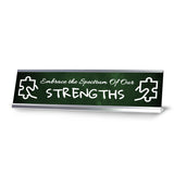 Embrace the Spectrum Of Our Strengths Silver Frame Desk Sign (2x8") | Classroom Special Needs Support