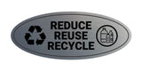 Signs ByLITA Oval Reduce Reuse Recycle Sign - Laser-Engraved Lettering | Durable ABS Plastic | Vibrant Colors | Powerful Foam Tape