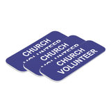 Church Volunteer 1 x 3" Name Tag/Badge, (3 Pack)